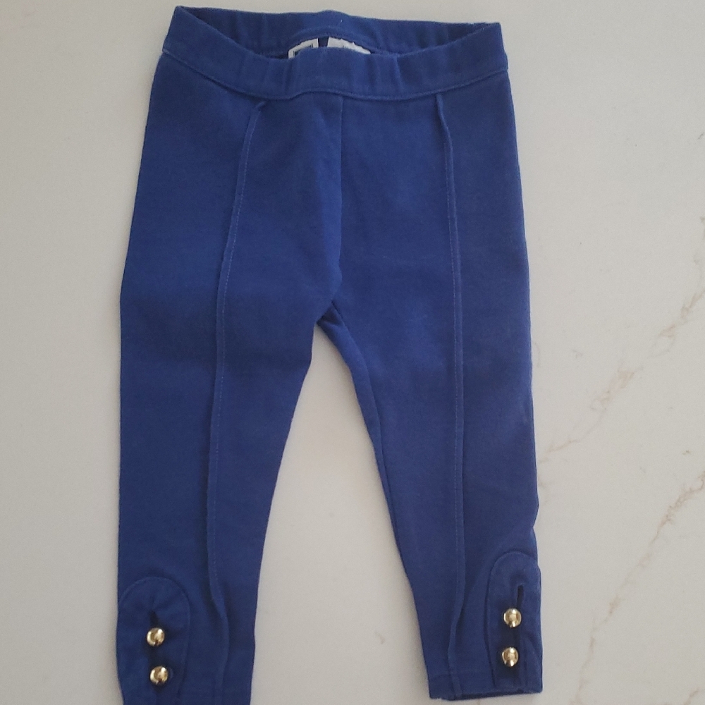 Janie and Jack Royal Blue Leggings with Gold Buttons